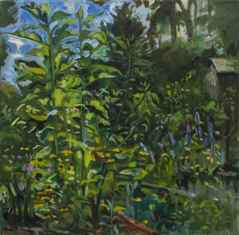 Spike flowers GREEN oil on canvas