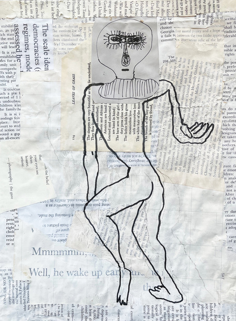 #5 Utah dreams Carol Bruns Drawings 2025 ink, paper, book pages, wood cradle, beeswax