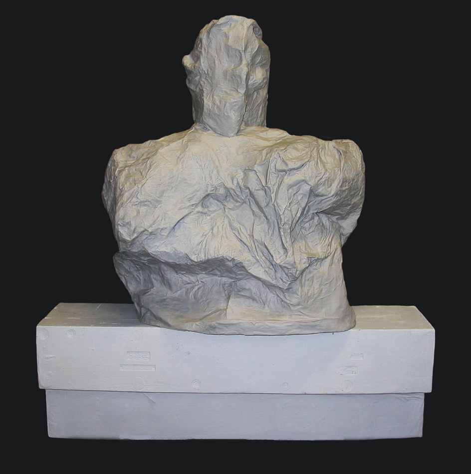 Shadow 14 on low base Carol Bruns Figures paper, plaster, paint
