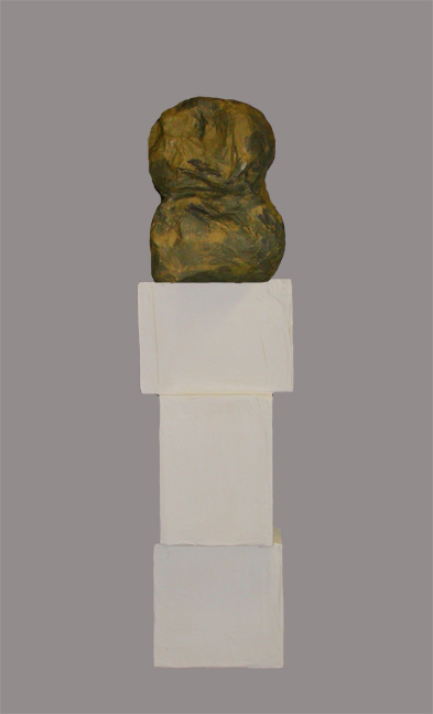 brown shadow yellow base Carol Bruns Figures paper, plaster, styrofoam, paint