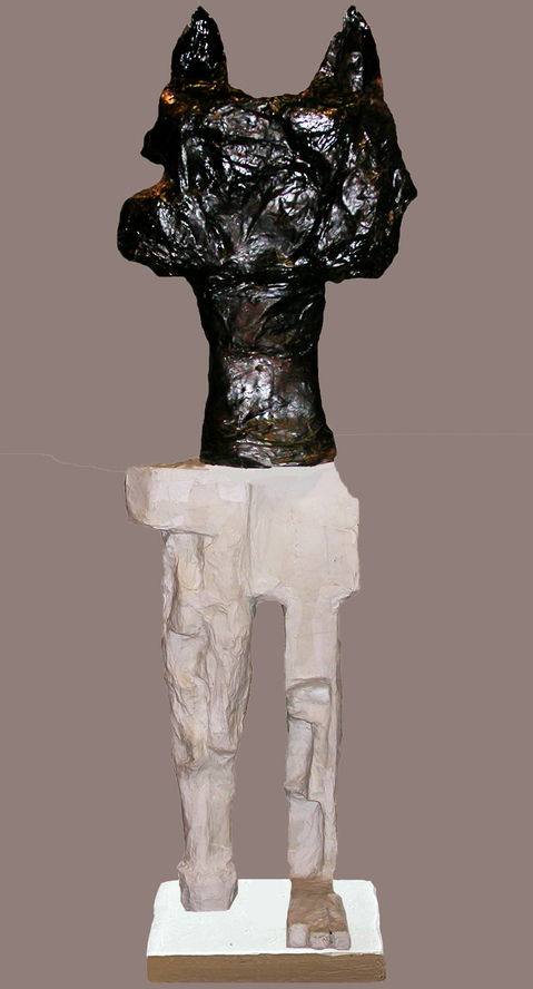 cat spirit Carol Bruns Figures paper, plaster, styrofoam, bitumen, steel
