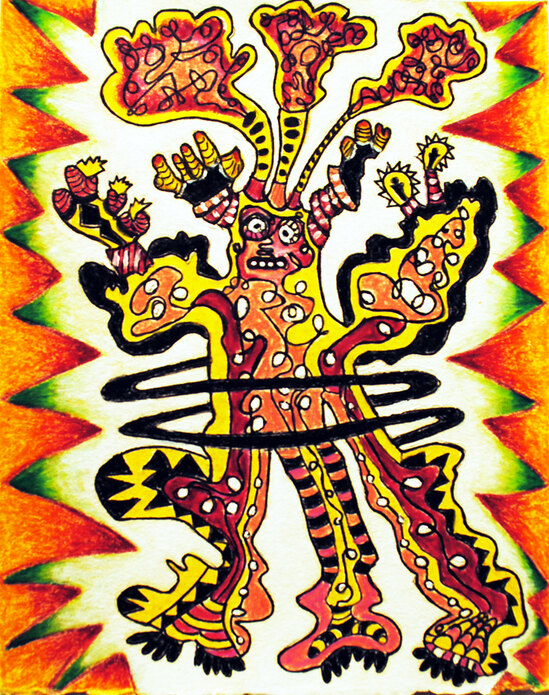 Entangled in a Tangle cathy wysocki DRAWINGS colored pencil, ink and acrylic on paper