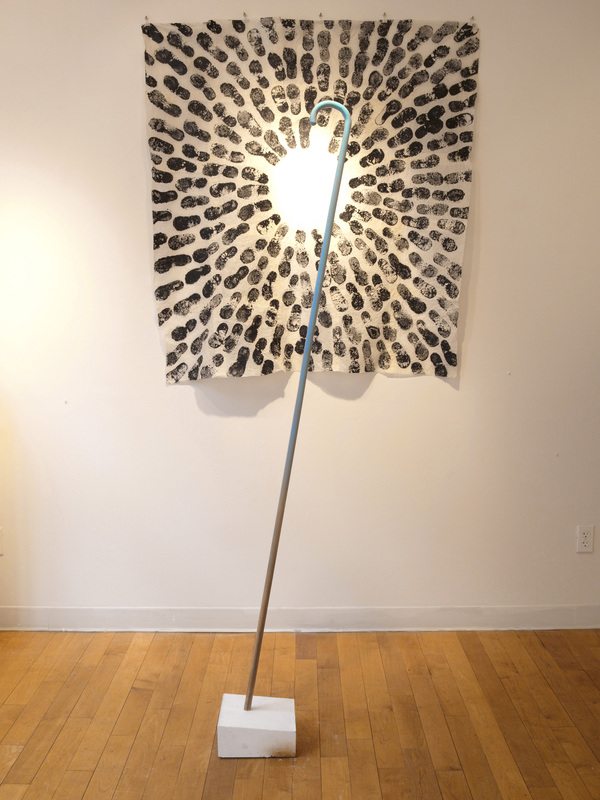 For J.B.-Everything I Don't Know Charles Goss Everything I Don't Know wax-paper, shoe prints,plaster, extended cane