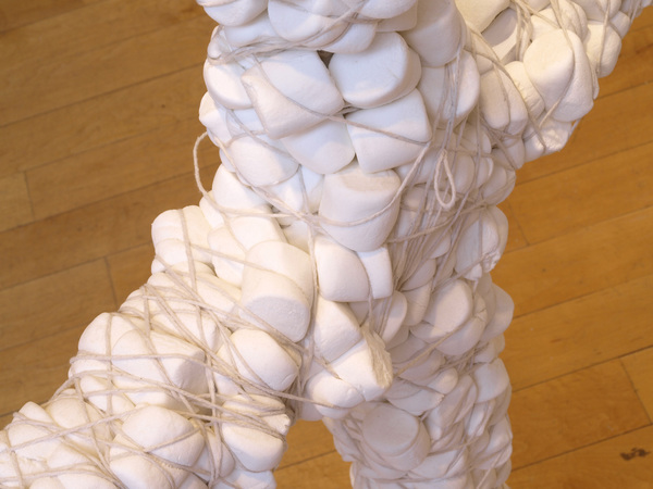 Soft War Cross-detail-Everything I Don't Know Charles Goss Everything I Don't Know Srting, marshmallows, wood, Wintergreen Life Savers