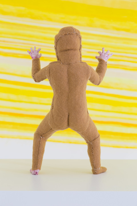 Detail of "Looking at the Sun" CHARLEY FRIEDMAN Installation Images Figure: felt, metal, clay