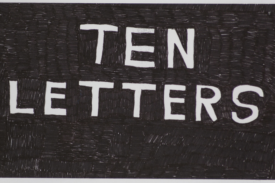 "Ten Letters" CHARLEY FRIEDMAN Installation Images Ink on Lenox acid free paper