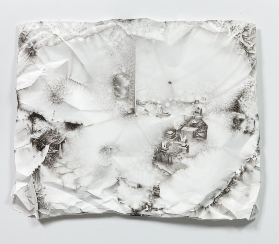 Incursion of Otherness: light descends upon a family of unmoored memories Charlotte Schulz Incursion of Otherness <br> 2013-2014 charcoal on paper