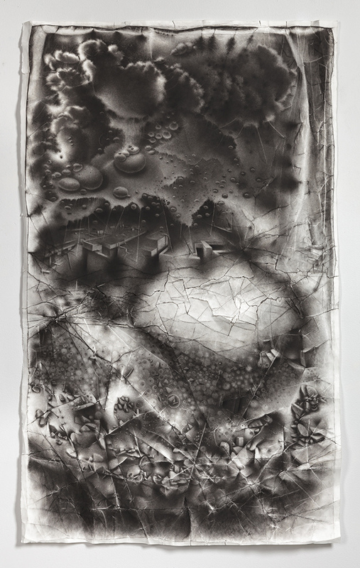 Incursion of Otherness: a generative void seeds itself upon an overlooked location Charlotte Schulz Incursion of Otherness <br> 2013-2014 charcoal on paper