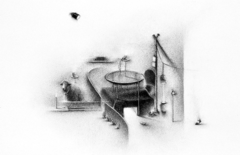 Inside the Monad: a thought plucked on venna (Detail) Charlotte Schulz Inside the Monad<br>2003-2004 charcoal on paper