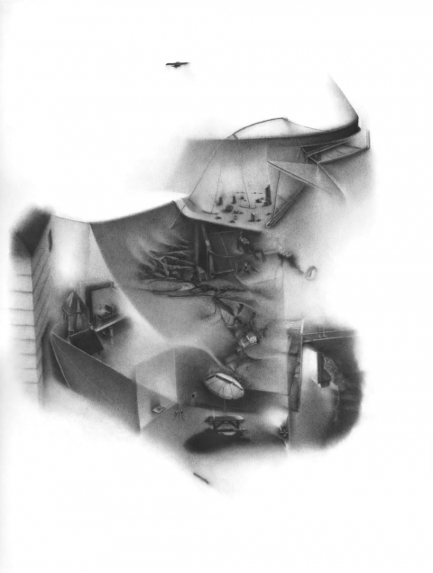 Inside the Monad: passing through indiscernibles. Charlotte Schulz Inside the Monad<br>2003-2004 charcoal on paper