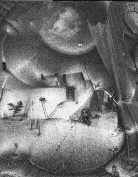 In walking the tightrope and diving the sea, a buried pack of measured memories is found—one she has carried for some time. The journey through torrents of rain and frigid cold has ended. Summer and winter are known again (a lifting). Charlotte Schulz Early Drawings<br>1999-2002 charcoal on paper