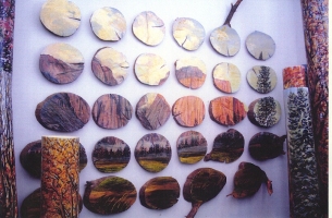 Cindy Tower Landscapes/National Parks oil on log slices