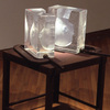  Cultural/Environmental Blown and cast glass, steel, C-clamps, lettering, pigment, oxides