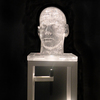  The Human Form Cast glass, steel sculpture stand, Mag-Lite