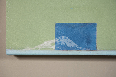 Cody Justus signs and roadscapes acrylic, oil, cyanotype collage on canvas