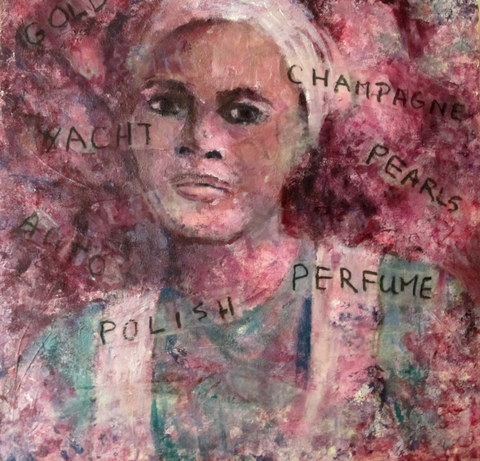 Wishful Thinking Inferno- Work destroyed in my studio fire acrylic & collage on canvas