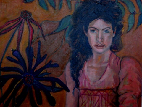 Floral Fantasy #3 Inferno- Work destroyed in my studio fire acrylic on canvas