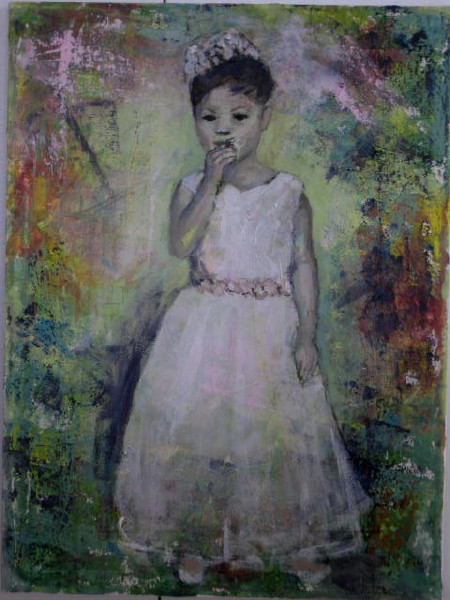 Little Mexican Girl Inferno- Work destroyed in my studio fire acrylic on canvas