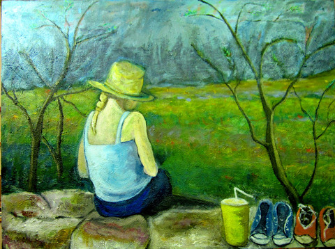 In the Meadow Inferno- Work destroyed in my studio fire acrylic on canvas