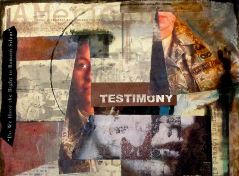 Testimony Inferno- Work destroyed in my studio fire mixed media on cradleboard