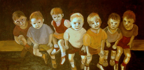The Orphans Inferno- Work destroyed in my studio fire acrylic on canvas
