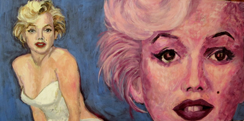 Marilyn - Two Views Inferno- Work destroyed in my studio fire acrylic on canvas