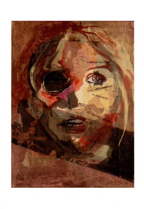 She Must Obey Inferno- Work destroyed in my studio fire acrylic, collage, maps on canvas
