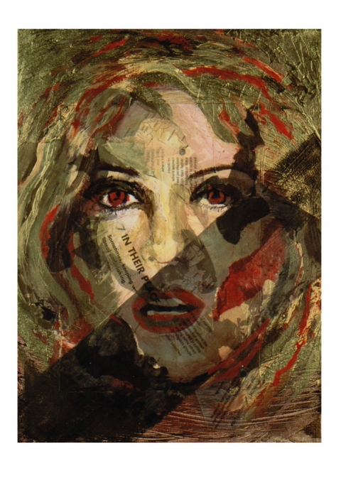 In Their Place Inferno- Work destroyed in my studio fire acrylic, collage, maps on canvas