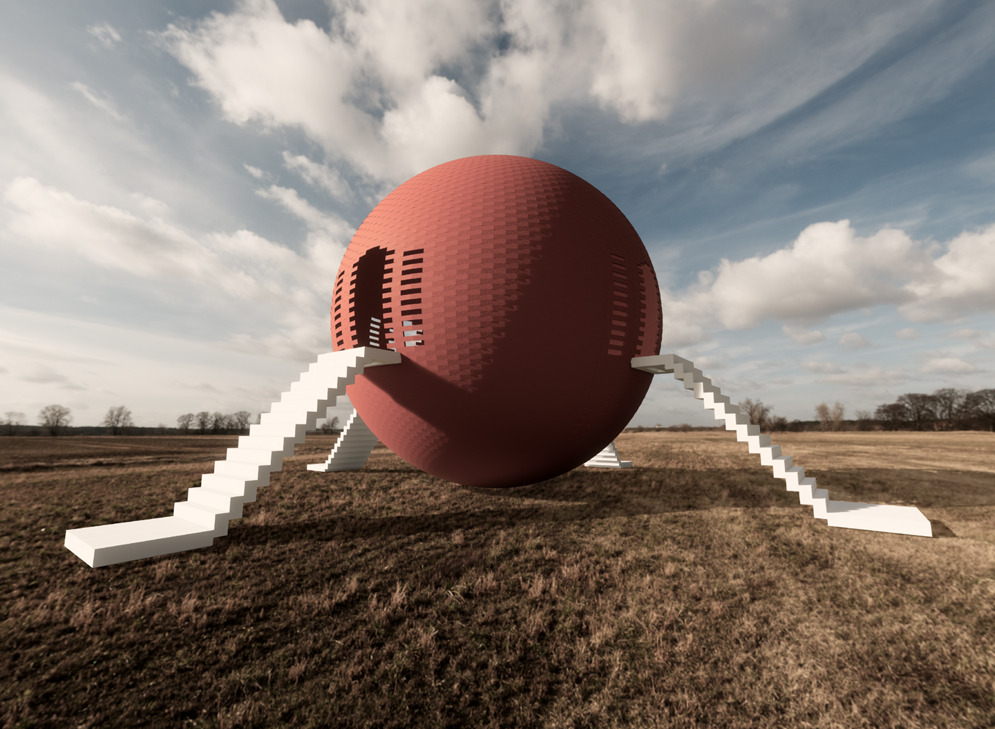 Sphere. Exterior konstantin sphere Rendered 3D scene