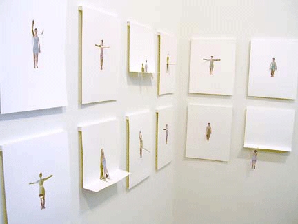 close up of installation view with details of individual pieces below HEATHER COX Paper Exercises, 2005
