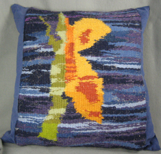 Sandra Maresca Fiber accessories for home and apparel Handwoven wool tapestry