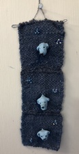 Sandra Maresca Wall Hangings hand woven with hand-spun wool + polyner clay dog heads