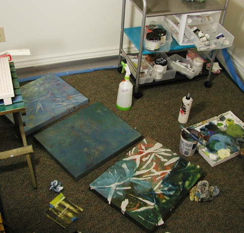 Forest Poetry, progressing in the studio Forest Poetry acrylic on canvas