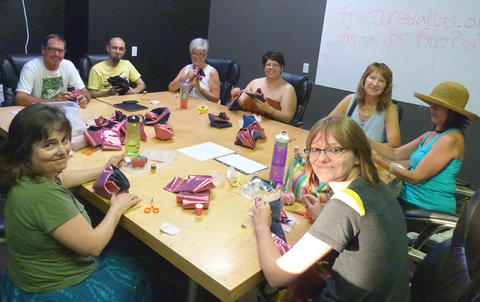 A group of Makers at the Gangplank, Chandler Maker Party. Push Down & Tango