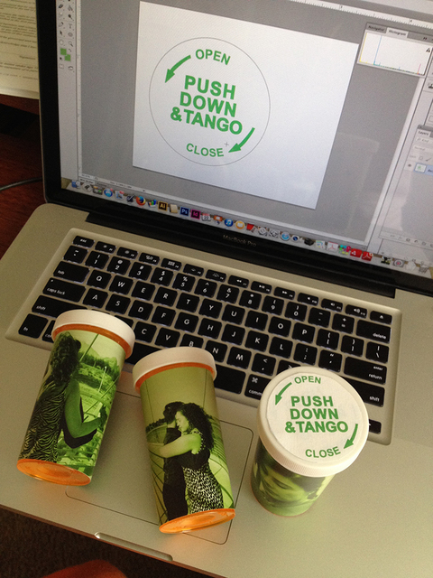 PUSH DOWN & TANGO sticker design seen in progress. Push Down & Tango