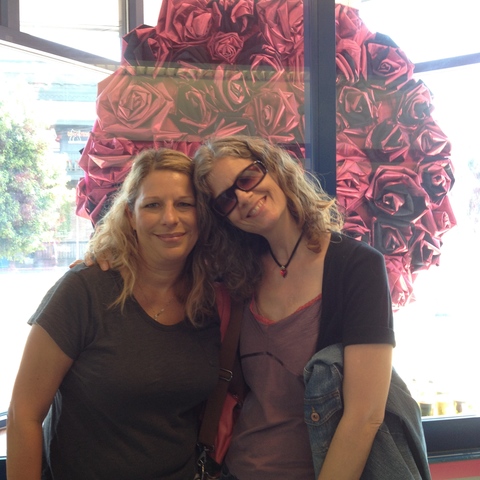 The artist with backer-helper Lisa Kelly. Push Down & Tango