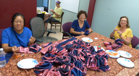 Mothers and daughters sewed side by side at the second Maker Party. Push Down & Tango