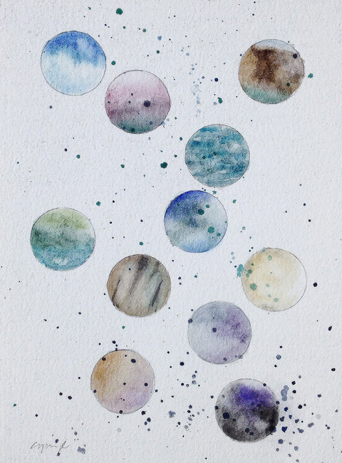 Sphere watercolor capturing local beach essence Poetry of the Spheres