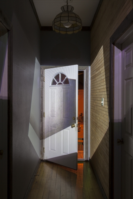 Cybele Lyle S.H.E.D. Projects: House Show Photo projection onto front door Cybele Lyle S.H.E.D. Projects: House Show Photo projection onto front door