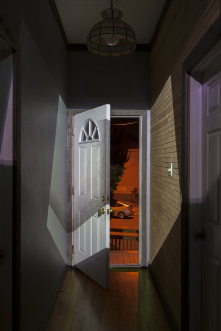 Cybele Lyle S.H.E.D. Projects: House Show Photo projection onto front door Cybele Lyle S.H.E.D. Projects: House Show Photo projection onto front door