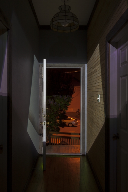 Cybele Lyle S.H.E.D. Projects: House Show Photo projection onto front door Cybele Lyle S.H.E.D. Projects: House Show Photo projection onto front door