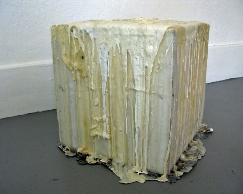 Daniel Healey glue  glue, latex paint, found sculpture pedestal