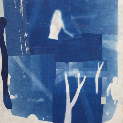 Procession Cyanotype Collage 2018 cyanotype collage on rice paper