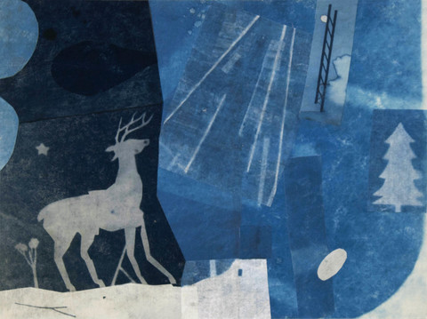 The Healing Dream Cyanotype Collage 2018 cyanotype collage on rice paper