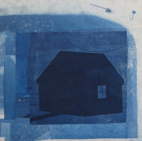 The Heart Is Not A Home Cyanotype Collage 2018 cyanotype collage on rice paper