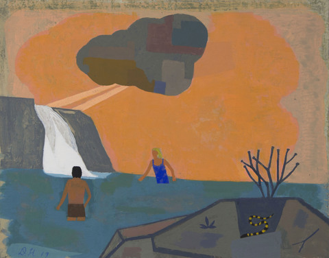 Pool Paintings on Paper 2019 gouache on handmade paper