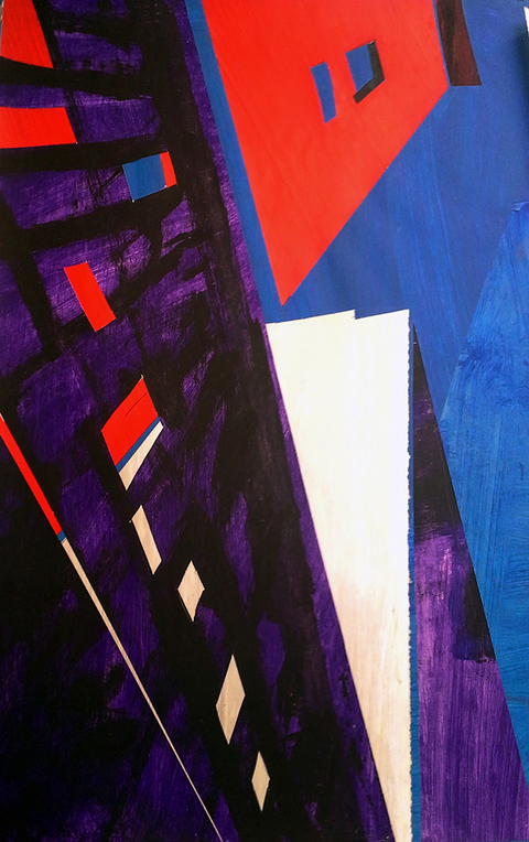 Coming Out Of The Subway Works on Paper Acrylic, Gouache, Watercolor, and Ink on Pasted Paper