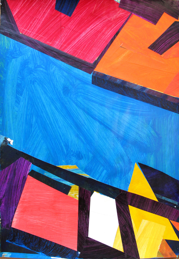 Coming Out of The Subway Works on Paper Mixed Media Collage on Paper