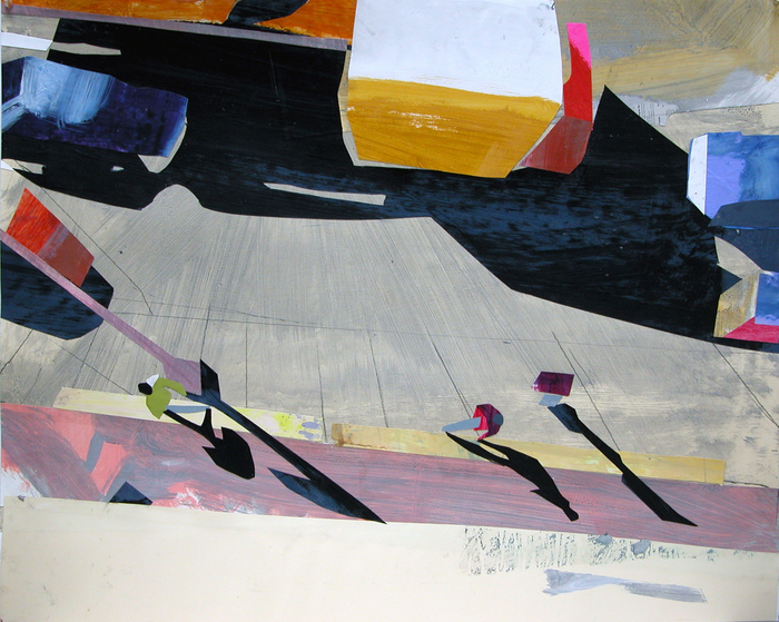 West - East Works on Paper Collage and Mixed Media on Paper