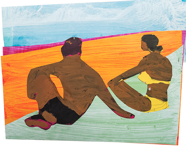 Akumal Beach I Works on Paper Collage on paper